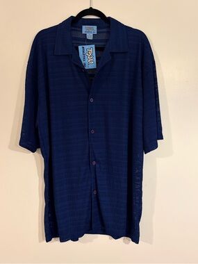 Men's Navy Short-Sleeve Button Shirt